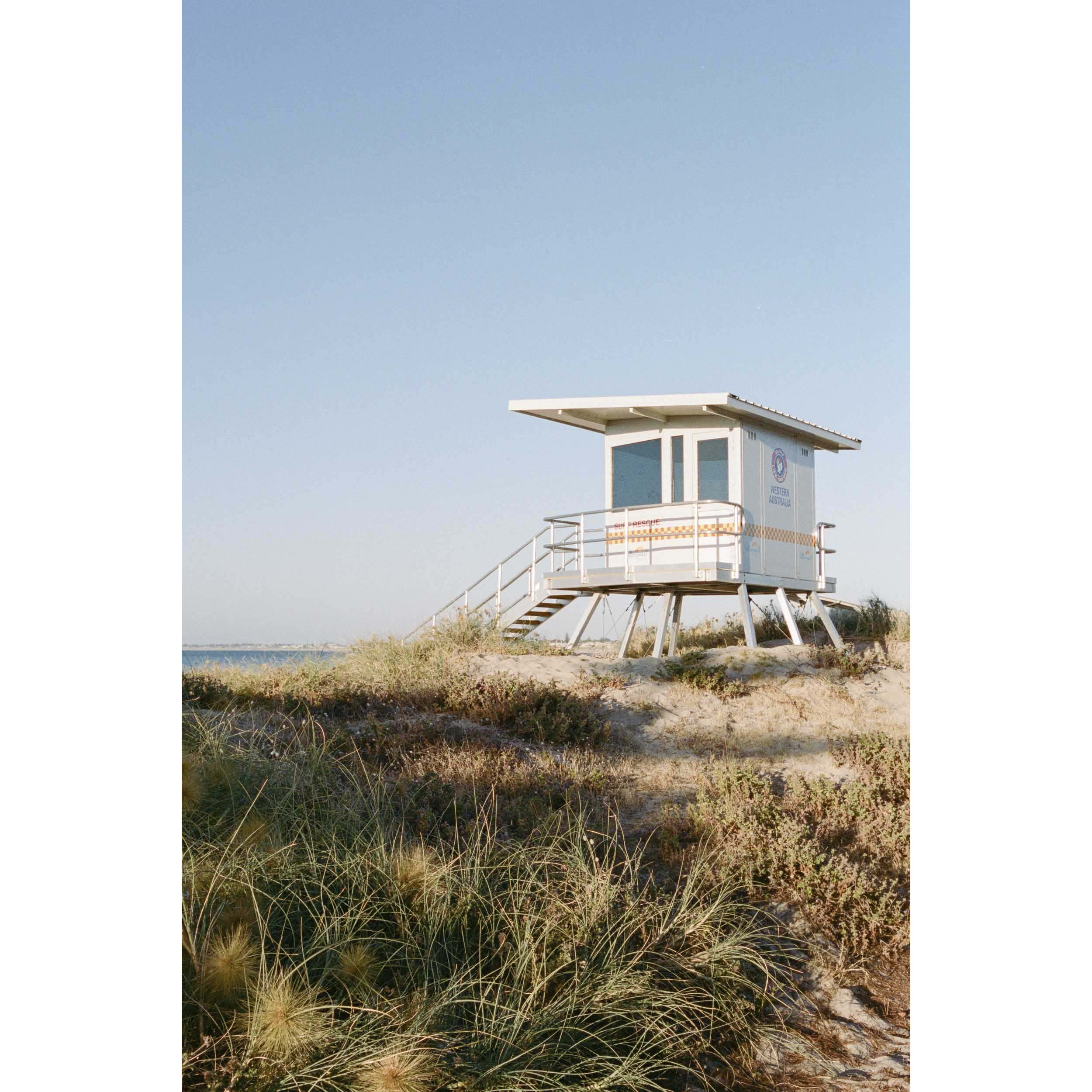 Vertical photo of a lifeguard tower on a beach in Western Australia. Original fine art photography, available as prints and framed wall art. Perfect for your living room, dining room, bedroom or home office. Shipped free worldwide.